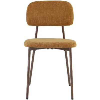 Homy France Lot 4 chaises salle à manger tissu ocre pieds métal brun 80x44x43 Azra - Publicité Homy France Lot 4 chaises salle à manger tissu ocre pieds métal brun 80x44x43 Azra - Publicité