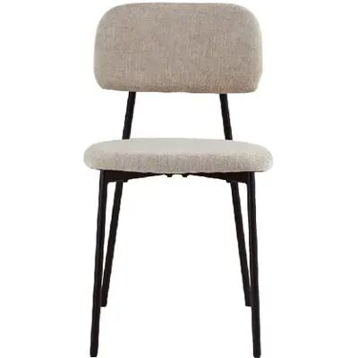 Homy France Lot 4 chaises salle à manger tissu taupe pieds métal noir 44x43x80 cm AZRA - Publicité Homy France Lot 4 chaises salle à manger tissu taupe pieds métal noir 44x43x80 cm AZRA - Publicité