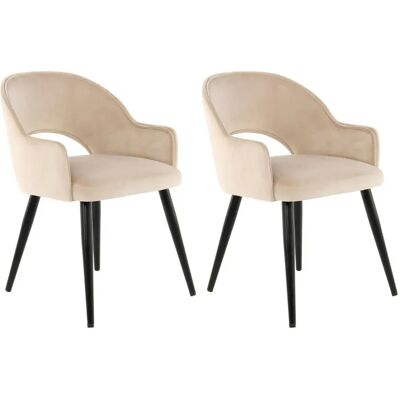 Ensemble de 2 chaises Joris en velours Champagne - Fauteuils de bureau - Publicité Ensemble de 2 chaises Joris en velours Champagne - Fauteuils de bureau - Publicité
