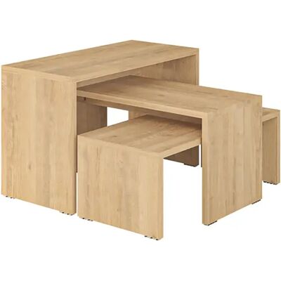 Pegane Lot de 3 Tables d'appoint gigognes, tables basses, tables multifonctions coloris Chêne différentes tailles - Publicité Pegane Lot de 3 Tables d'appoint gigognes, tables basses, tables multifonctions coloris Chêne différentes tailles - Publicité
