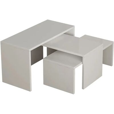 Pegane Lot de 3 Tables d'appoint gigognes, tables basses, tables multifonctions blanches différentes tailles - Publicité Pegane Lot de 3 Tables d'appoint gigognes, tables basses, tables multifonctions blanches différentes tailles - Publicité