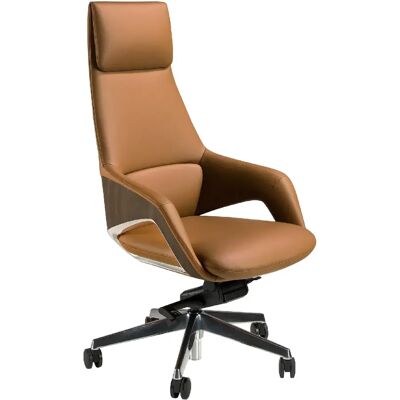 Angel Cerda Fauteuil de bureau pivotant en similicuir marron - Publicité Angel Cerda Fauteuil de bureau pivotant en similicuir marron - Publicité