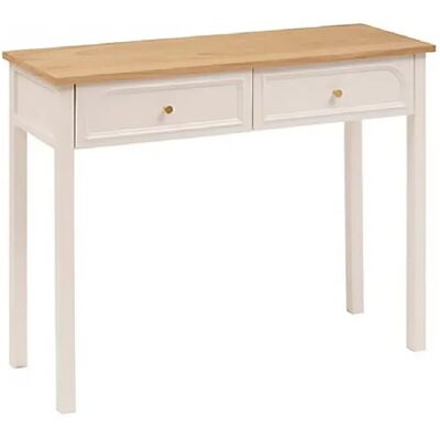 Pegane Table console Coiffeuse avec 2 tiroirs, coloris ivoire - Longueur 100 x Profondeur 35 x Hauteur 80 cm - Publicité Pegane Table console Coiffeuse avec 2 tiroirs, coloris ivoire - Longueur 100 x Profondeur 35 x Hauteur 80 cm - Publicité