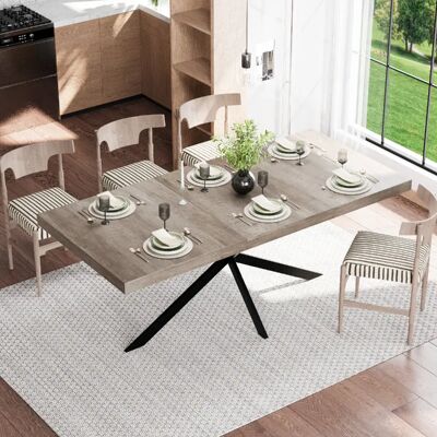 Onever Table à manger extensible 140-180x80x76 cm - MDF gris - Publicité Onever Table à manger extensible 140-180x80x76 cm - MDF gris - Publicité