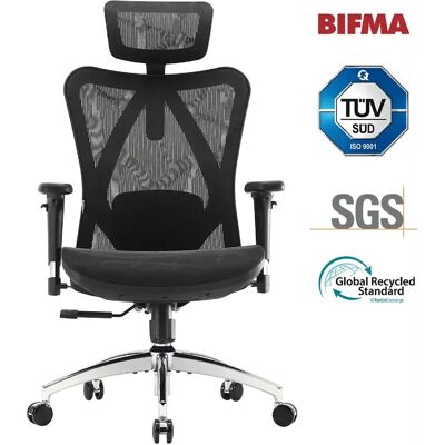 SIHOO M57 Noir Chaise de bureau ergonomique avec accoudoirs 3D et soutien lombaire réglable - Publicité SIHOO M57 Noir Chaise de bureau ergonomique avec accoudoirs 3D et soutien lombaire réglable - Publicité