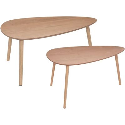 Pegane Lot de 2 Tables basses gigognes scandinaves - Coloris chêne clair - Publicité Pegane Lot de 2 Tables basses gigognes scandinaves - Coloris chêne clair - Publicité