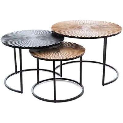 JUDE - 3-piece coffee table set - doré - tables basses - Publicité JUDE - 3-piece coffee table set - doré - tables basses - Publicité