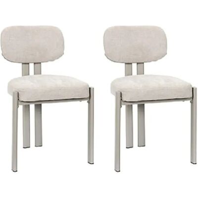 Mes Lot de 2 chaises 45x50x80 cm en tissu beige - EKYO - Publicité Mes Lot de 2 chaises 45x50x80 cm en tissu beige - EKYO - Publicité