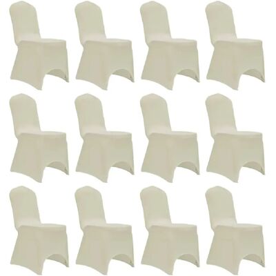 vidaXL Housses de Chaise Extensibles 12 pcs - Crème - Publicité vidaXL Housses de Chaise Extensibles 12 pcs - Crème - Publicité