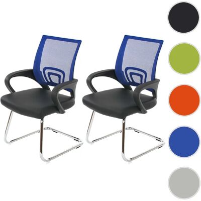 Mendler Lot de 2 chaises de conférence / chaise visiteurs Ancona, simili-cuir bleu - Publicité Mendler Lot de 2 chaises de conférence / chaise visiteurs Ancona, simili-cuir bleu - Publicité