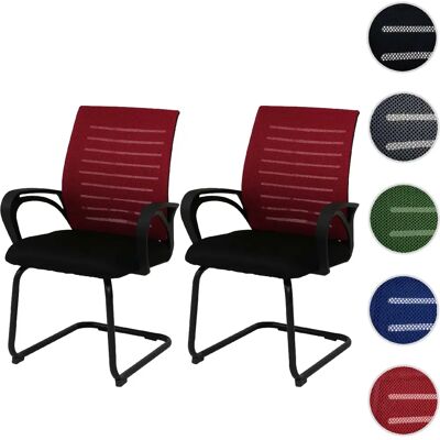 Mendler Lot de 2 chaises de conférence HWC-K51, rouges, piètement noir - Publicité Mendler Lot de 2 chaises de conférence HWC-K51, rouges, piètement noir - Publicité
