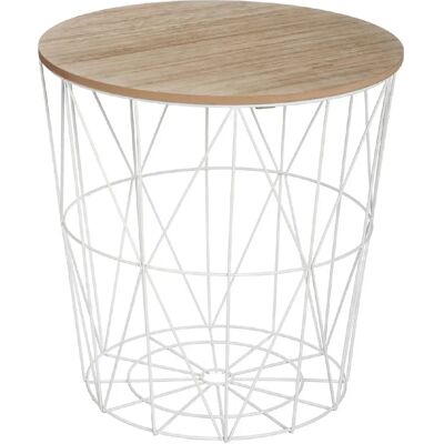 Pegane Table d'appoint ronde - Blanc - Publicité Pegane Table d'appoint ronde - Blanc - Publicité