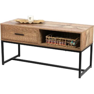 Toilinux Table basse Riverside - 1 tiroir - Largeur 100 cm - Métal et Bois - Publicité Toilinux Table basse Riverside - 1 tiroir - Largeur 100 cm - Métal et Bois - Publicité