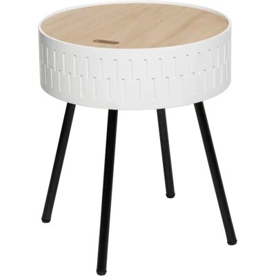 Pegane Table basse coffre ronde - Blanc - Publicité Pegane Table basse coffre ronde - Blanc - Publicité