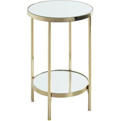 Pegane Table d'appoint ronde verre - Doré - Publicité Pegane Table d'appoint ronde verre - Doré - Publicité