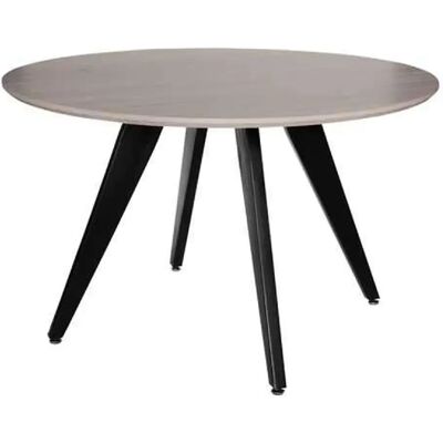 Amadeus Table ronde Léonie en bois - Beige et noir - Publicité Amadeus Table ronde Léonie en bois - Beige et noir - Publicité