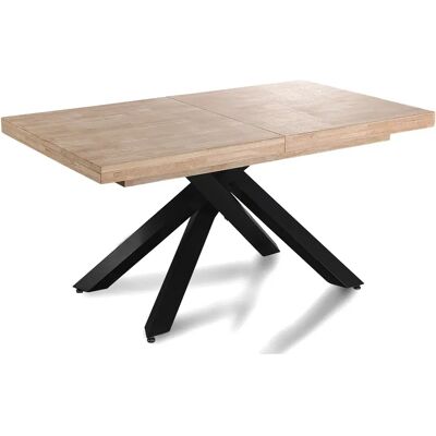 Pegane Table à manger extensible - Chêne/noir - Publicité Pegane Table à manger extensible - Chêne/noir - Publicité