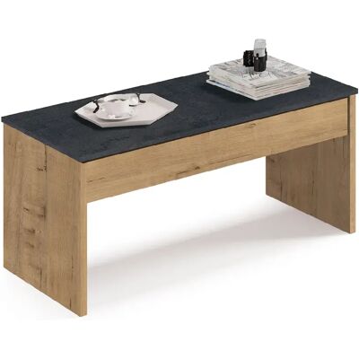 Pegane Table basse relevable - Chêne doré/marbre - Publicité Pegane Table basse relevable - Chêne doré/marbre - Publicité
