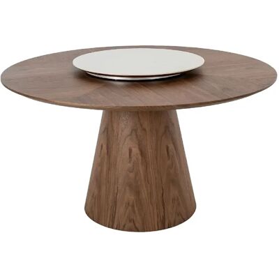 Angel Cerda Table à manger ronde rotative noyer - Publicité Angel Cerda Table à manger ronde rotative noyer - Publicité