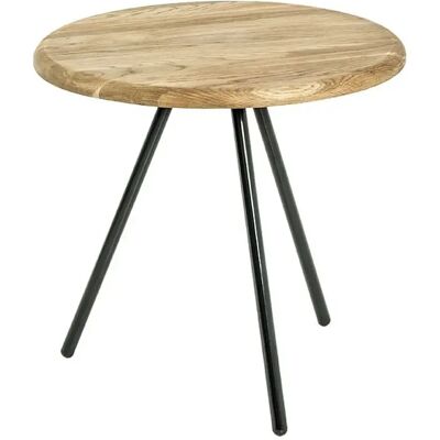 Pegane Table d'appoint ronde - Chêne et noir - Publicité Pegane Table d'appoint ronde - Chêne et noir - Publicité