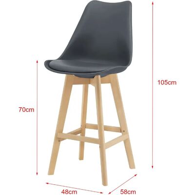 Helloshop26 Lot de 4 tabourets de bar - Gris - Publicité Helloshop26 Lot de 4 tabourets de bar - Gris - Publicité