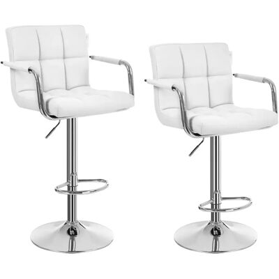 Helloshop26 Lot de 2 tabourets de bar - Blanc - Publicité Helloshop26 Lot de 2 tabourets de bar - Blanc - Publicité