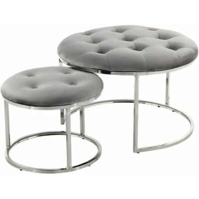 Paris prix Lot de 2 tabourets design - Gris - Publicité Paris prix Lot de 2 tabourets design - Gris - Publicité