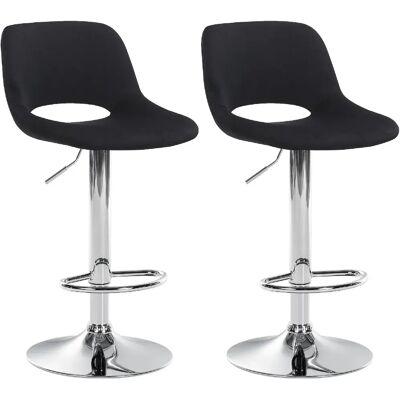 Decoshop26 Lot de 2 tabourets de bar velours - Noir - Publicité Decoshop26 Lot de 2 tabourets de bar velours - Noir - Publicité