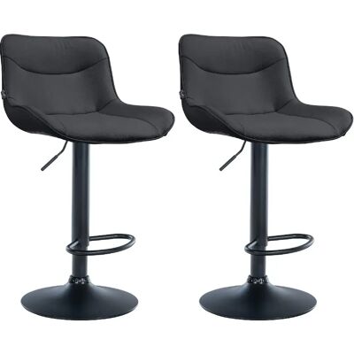 DÉCOSHOP26 - Bar Stool Set 2x - Noir - Simili cuir - Publicité DÉCOSHOP26 - Bar Stool Set 2x - Noir - Simili cuir - Publicité