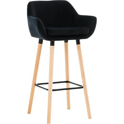 DÉCOSHOP26 - 100004914 - velours noir - pieds en hêtre - repose-pieds métallique - Tabouret de bar - Publicité DÉCOSHOP26 - 100004914 - velours noir - pieds en hêtre - repose-pieds métallique - Tabouret de bar - Publicité