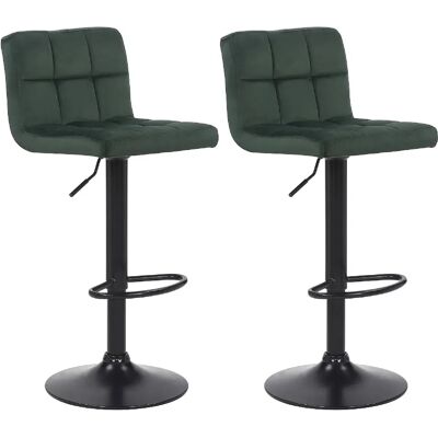 Decoshop26 Tabourets de bar velours - Vert - Publicité Decoshop26 Tabourets de bar velours - Vert - Publicité