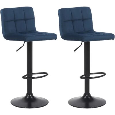 Decoshop26 Tabourets de bar velours lot de 2 - Bleu - Publicité Decoshop26 Tabourets de bar velours lot de 2 - Bleu - Publicité