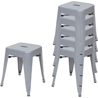 Decoshop26 Lot de 6 tabourets de bar métal - Gris - Publicité Decoshop26 Lot de 6 tabourets de bar métal - Gris - Publicité