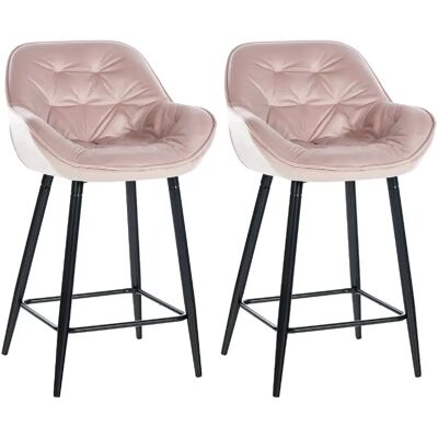 Decoshop26 lot de 2 tabourets de bar velours - Rose - Publicité Decoshop26 lot de 2 tabourets de bar velours - Rose - Publicité