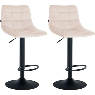 Decoshop26 Lot de 2 tabourets de bar en velours - Beige - Publicité Decoshop26 Lot de 2 tabourets de bar en velours - Beige - Publicité