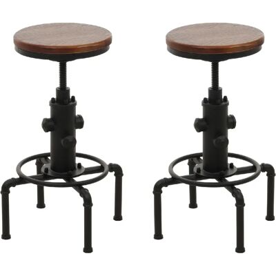 Decoshop26 Tabourets de bar industriels lot de 2 - Marron - Publicité Decoshop26 Tabourets de bar industriels lot de 2 - Marron - Publicité