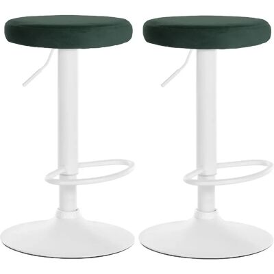 Decoshop26 lot de 2 tabourets de bar velours - Blanc - Publicité Decoshop26 lot de 2 tabourets de bar velours - Blanc - Publicité