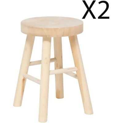 Pegane Lot de 2 tabourets d'appoint - Naturel - Publicité Pegane Lot de 2 tabourets d'appoint - Naturel - Publicité