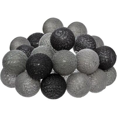 Guirlande LED Atmosphera Gris Noir - 20 Boules de Coton - 435cm Décoration - Publicité Guirlande LED Atmosphera Gris Noir - 20 Boules de Coton - 435cm Décoration - Publicité