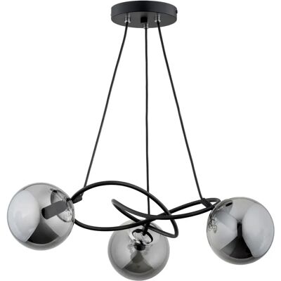 Suspension VELTA noire Ø60 3 globes fumés 3xE14 Alfa - Publicité Suspension VELTA noire Ø60 3 globes fumés 3xE14 Alfa - Publicité