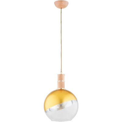 Suspension bois/verre boule Ø25 cuisine E27 LIVO Alfa - Publicité Suspension bois/verre boule Ø25 cuisine E27 LIVO Alfa - Publicité