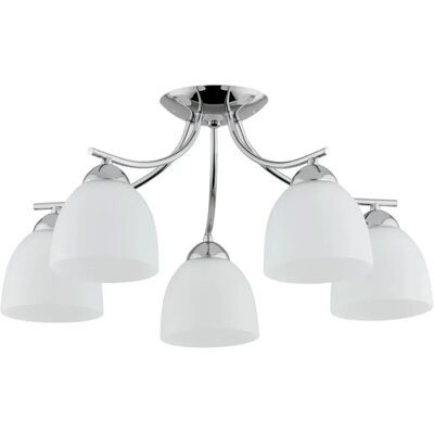 Plafonnier Alfa AJAX chromé 5xE27 globes blancs 53cm - Publicité Plafonnier Alfa AJAX chromé 5xE27 globes blancs 53cm - Publicité