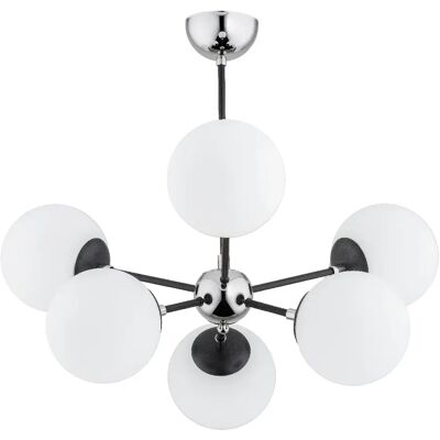 Suspension glamour verre chromée noir 6xE14 Alfa Sandy - Publicité Suspension glamour verre chromée noir 6xE14 Alfa Sandy - Publicité