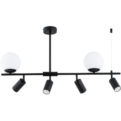 Alfa Suspension loft noire, globes verre 6x E14/GU10 NESKA - Publicité Alfa Suspension loft noire, globes verre 6x E14/GU10 NESKA - Publicité
