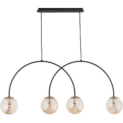 Suspension Alfa BENDO noire, 4xE14, globes ambre verre - Publicité Suspension Alfa BENDO noire, 4xE14, globes ambre verre - Publicité