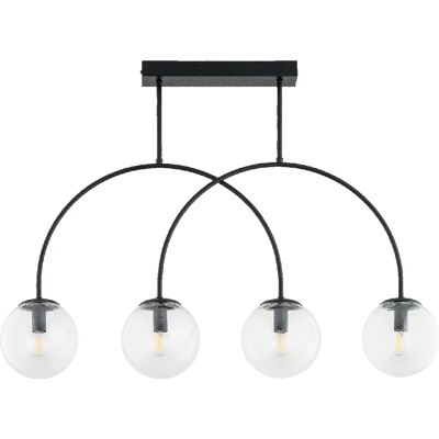 Suspension minimaliste noire, globes verre 4xE14 10W Alfa - Publicité Suspension minimaliste noire, globes verre 4xE14 10W Alfa - Publicité