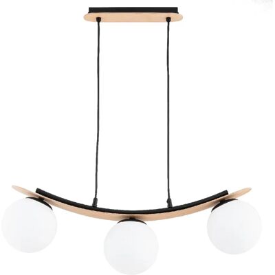 Suspension NAIRA Alfa bois clair globes verre 3xE14 - Publicité Suspension NAIRA Alfa bois clair globes verre 3xE14 - Publicité