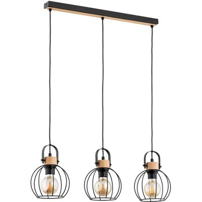 Alfa Suspension loft Kaliks barre noire bois 3xE27 90cm - Publicité Alfa Suspension loft Kaliks barre noire bois 3xE27 90cm - Publicité