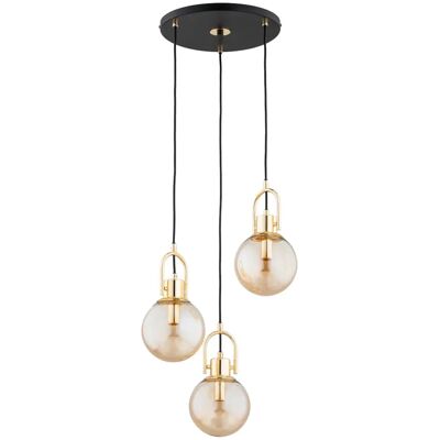 Suspension moderne noir-or 3xE14 globes ambre Alfa - Publicité Suspension moderne noir-or 3xE14 globes ambre Alfa - Publicité