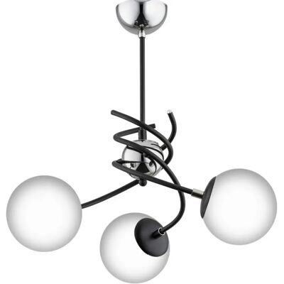 Plafonnier SALSA Alfa noir/chrome 3 globes blancs E14 - Publicité Plafonnier SALSA Alfa noir/chrome 3 globes blancs E14 - Publicité